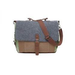 Tri-Color Canvas Messenger Bag
